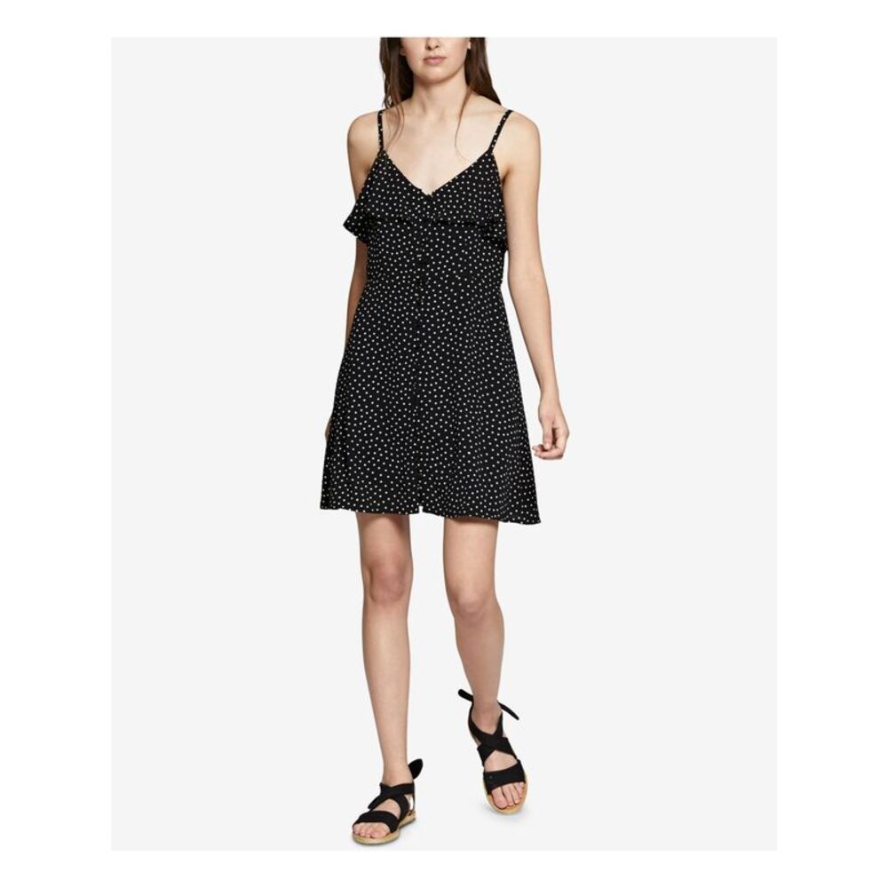 SANCTUARY Womens Black Spaghetti Strap V Neck Above The Knee Sheath Dress XS